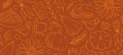 Thanksgiving seamless pattern with monochrome doodles on brown background for wallpaper, 包装纸, 纺织印花, 厨房毛巾, 剪贴簿, 包装, 等.